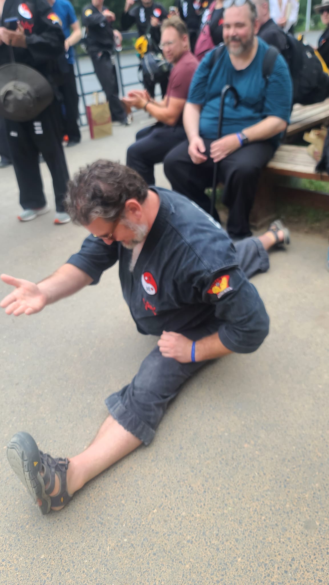 Master Adam drops into the splits at Shaolin temple